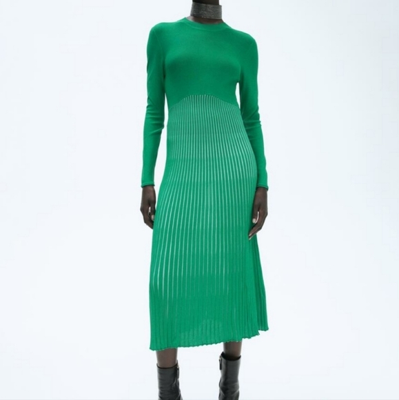NWT ZARA | Pleated Midi Dress - Picture 7 of 10